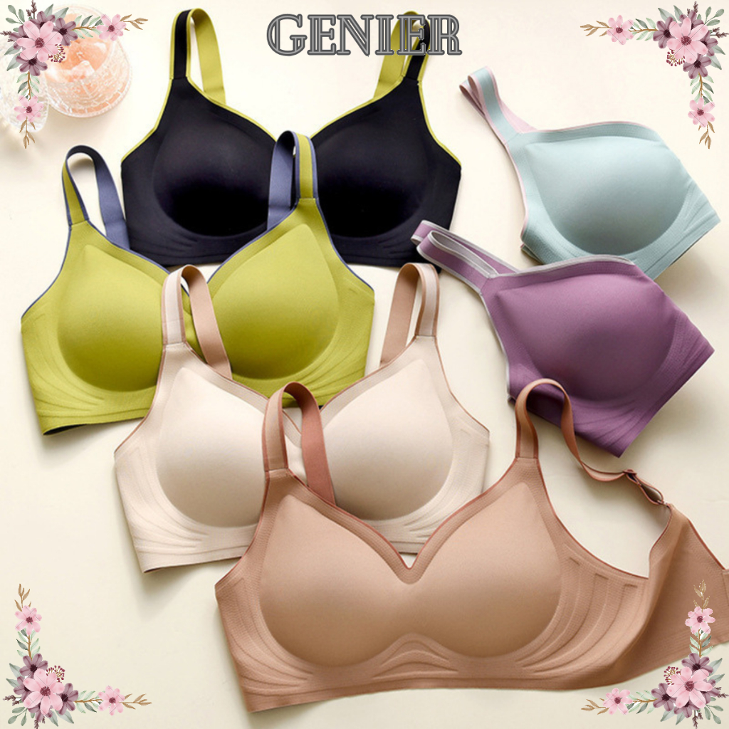 GENIER Bra Wanita Tanpa Kawat Seamless Busa Sport Bh Kait 3 Push Up Seemless Zero Feel G001