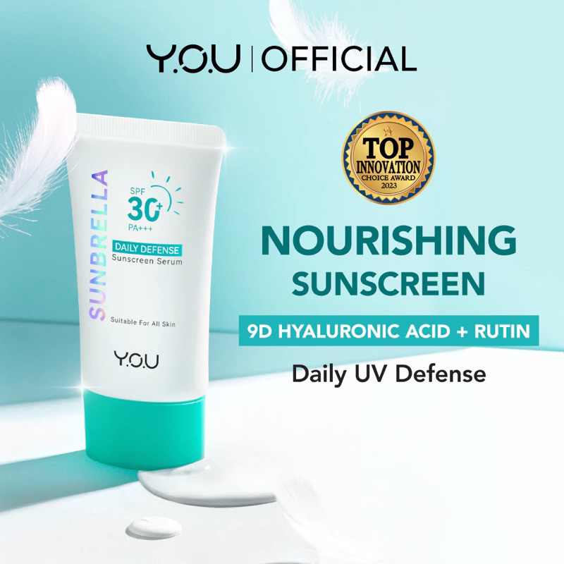 YOU Sunbrella Daily Defense Sunscreen Serum SPF30 | Tabir Surya UVA UVB Blue Light | Lightweight Ski