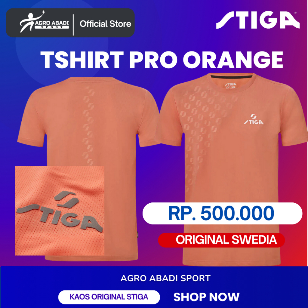 Kaos Pingpong Original STIGA PRO X Orange - Original Stiga Swedia