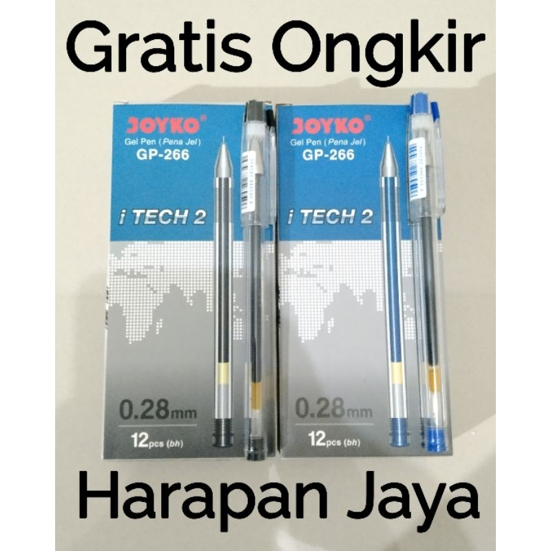 

Gel Pen GP-266 i-TECH 2 JOYKO Tinta Hitam / Tinta Biru 0.28mm Per Lusin ( ISI 12 PCS )