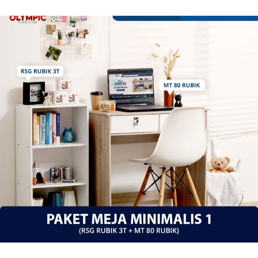 Meja Kerja + Rak Susun / Olympic Paket Meja Minimalis 1