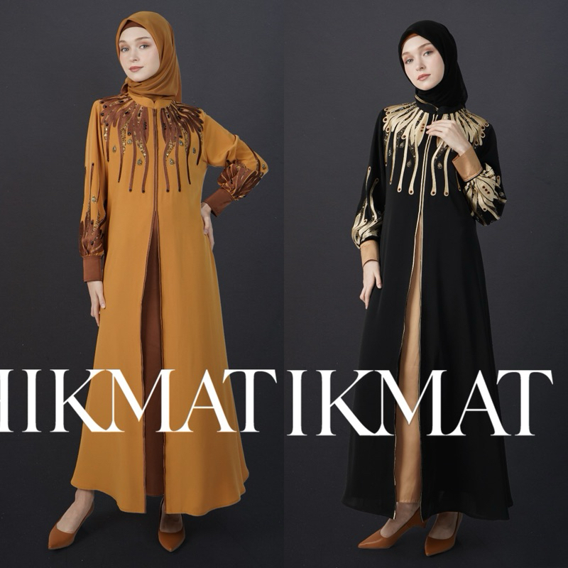 READY SIAP KIRIM ABAYA A5544 black dan mustard BY HIKMAT FASHION Muslim Wanita Gamis Dewasa