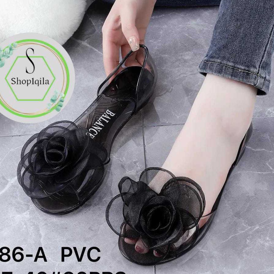 FG2 Sepatu Kaca Flower Bunga Mawar 186A 374 Sepatu Sandal Jelly Bunga