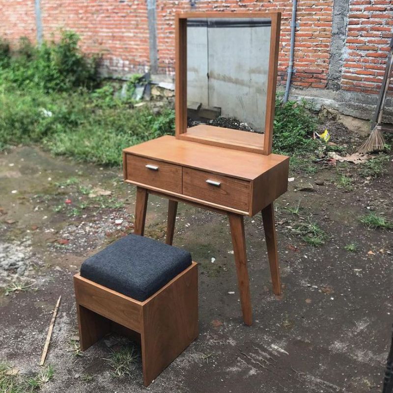 meja rias minimalis kayu jati / tolet kayu jati