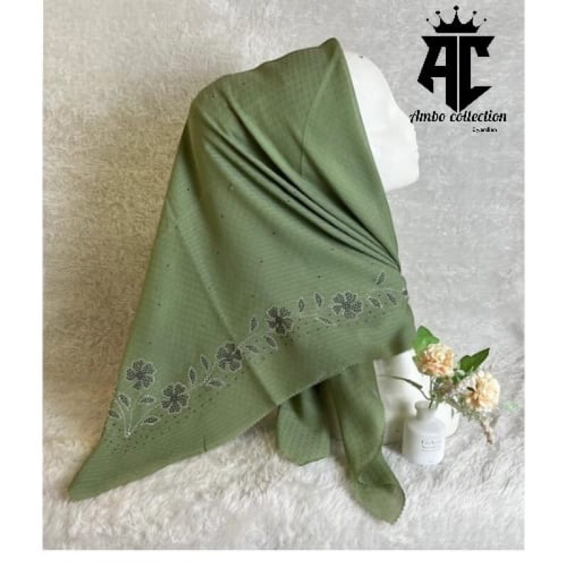 HIJAB SEGIEMPAT POTTON STAR PAYET MOTIF BUNGA MEWAH//KERUDUNG SEGIEMPAT POTTON STAR PAYET MOTIF BUNG