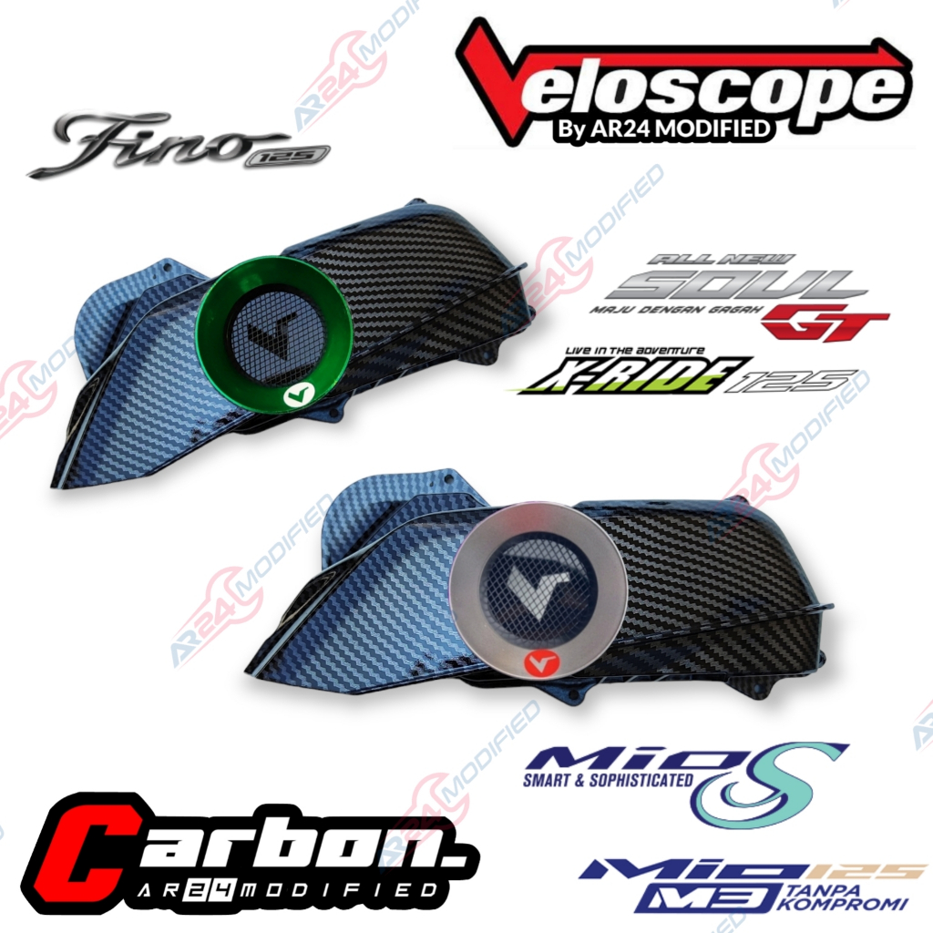 Veloscope Tutup CVT Tutup box Filter Mio M3/Z/S/125 Soul Gt, Fino 125, Xride 125 Carbon WTP motif Tw