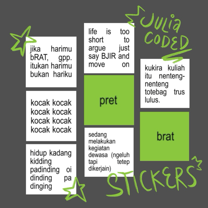 

Brat Julia Vynil Sticker Pack (bisa satuan) waterproof