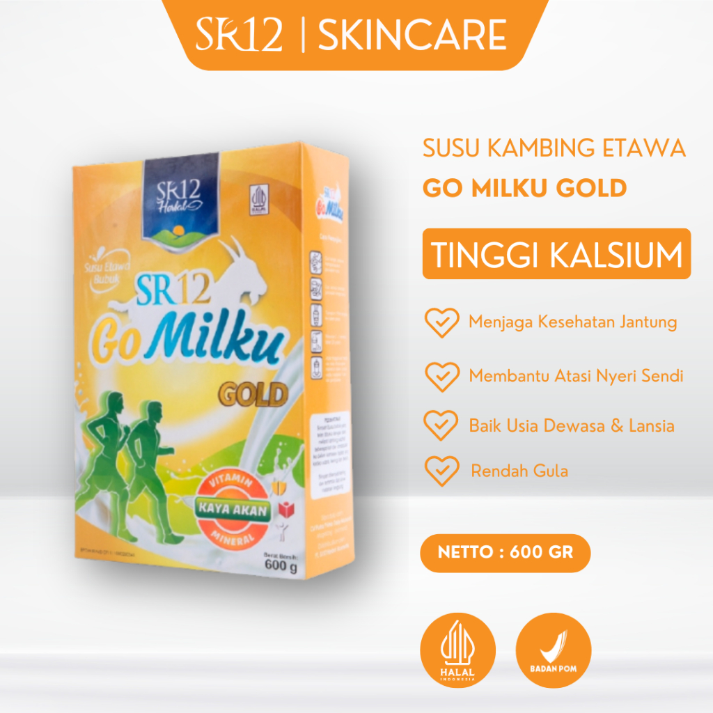 

Susu Go Milku Gold SR12 600gr Susu Kambing Etawa GOMILKU GOLD Membantu Mengurangi Nyeri Tulang dan Persendian ASLI HALAL BPOM
