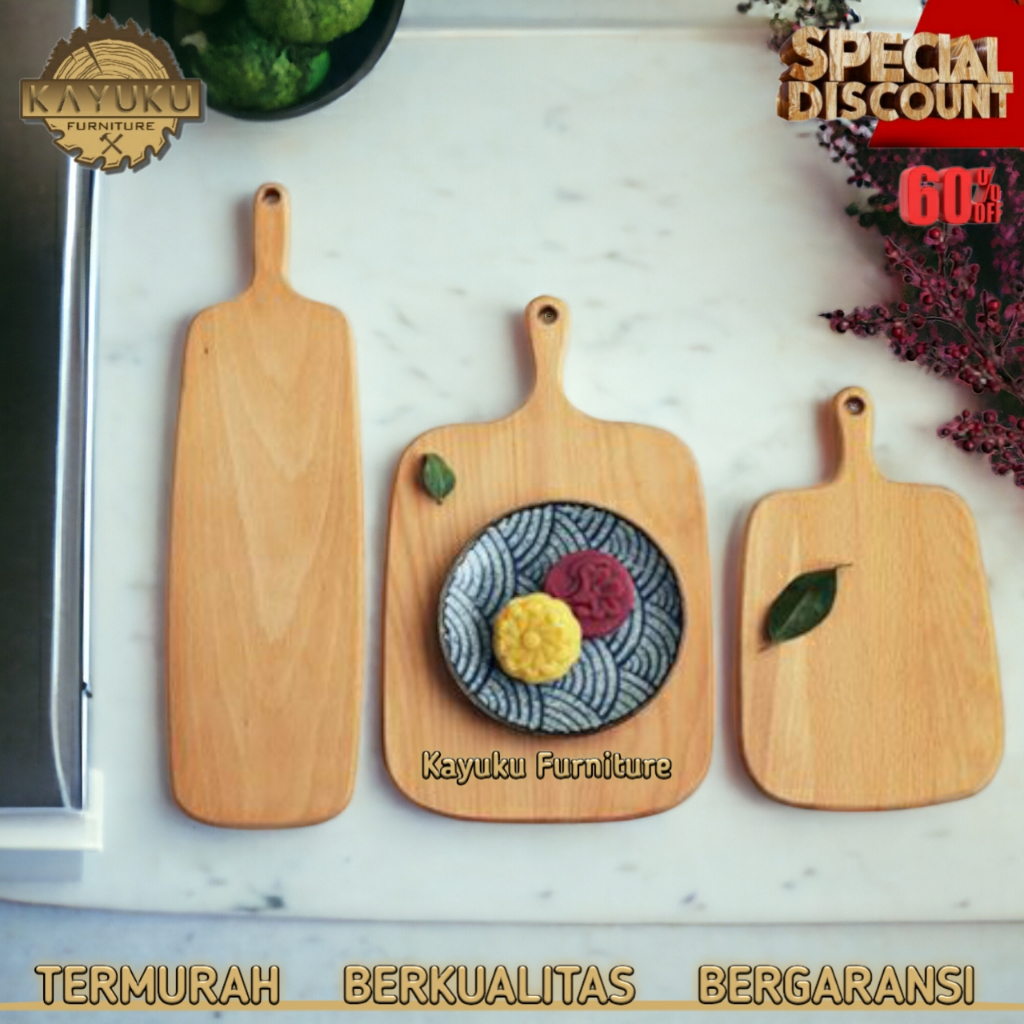 KayuKu Furniture Termurah Talenan Kayu Mahoni & Kayu Jati Solid  Utuh Tanpa Sambungan kayu mahoni - 