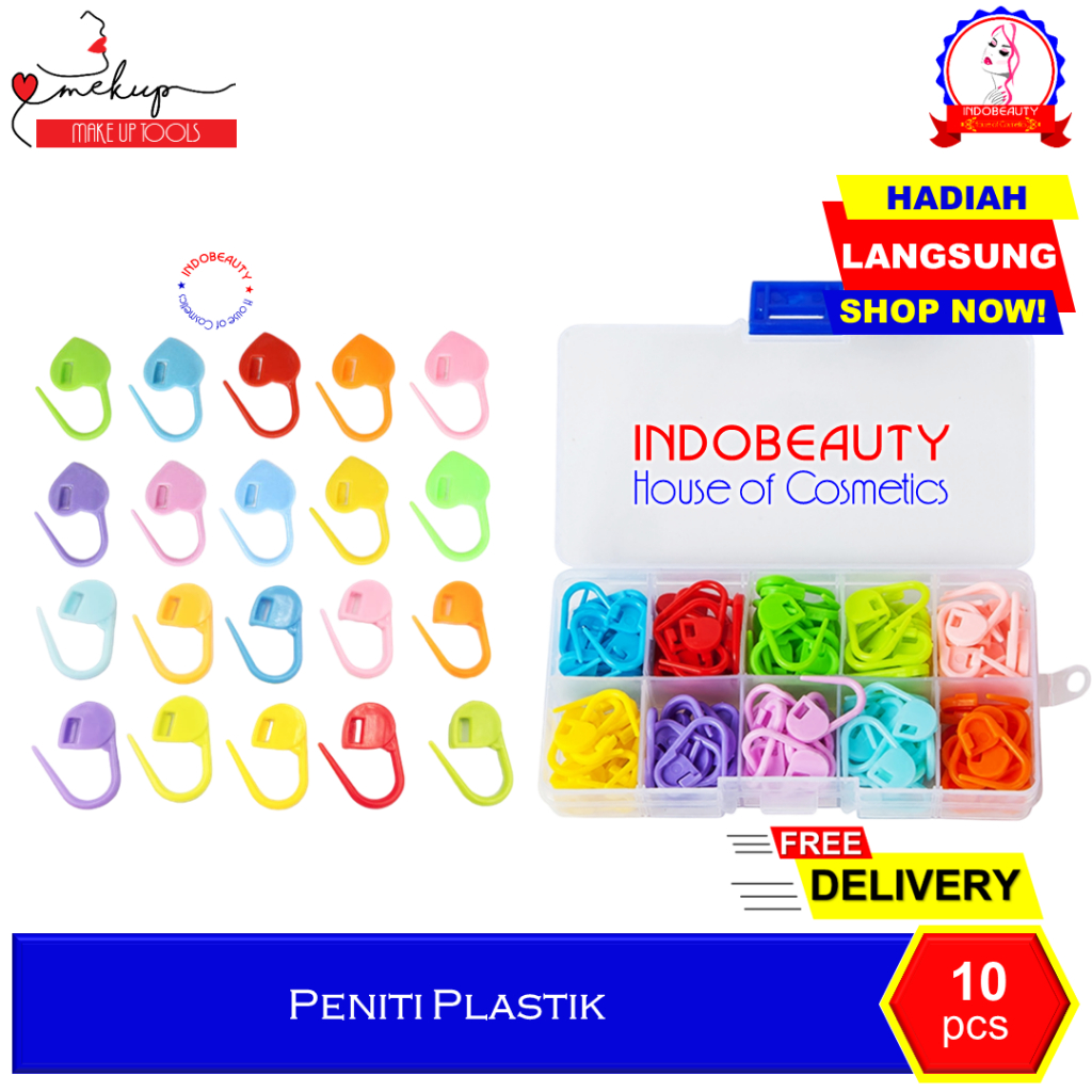 Peniti Pin Plastik Bohlam Hijab Jilbab Kerudung Penanda Rajut Rajutan Kaitan Masker Warna Warni Rain