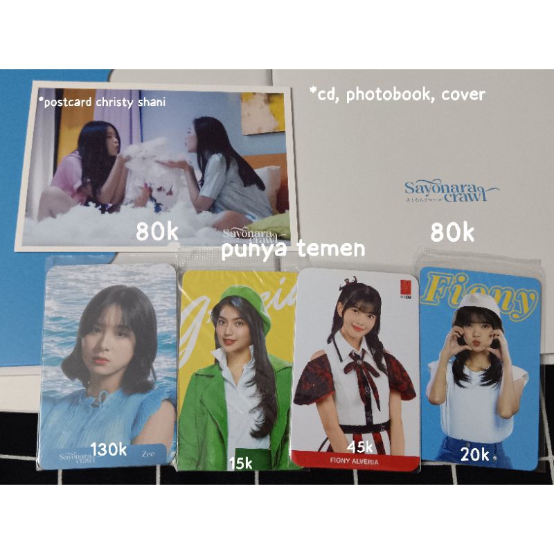 WTS PHOTOCARD PHOTOPACK POSTCARD SAYONARA CRAWL ZEE CHRISTY SHANI JKT48 OFFICIAL