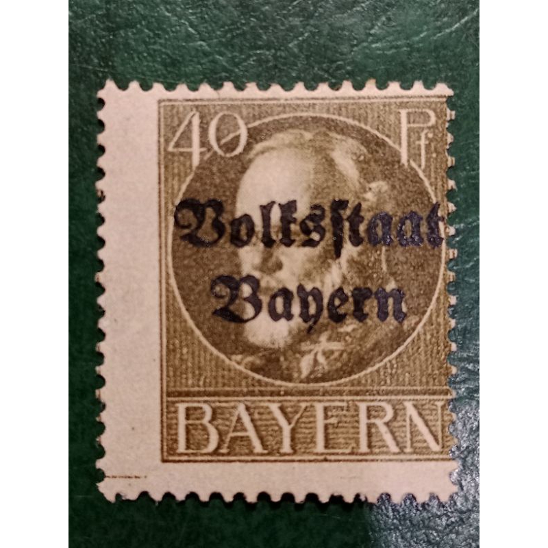 

Prangko Jerman Bavaria 40 Pfennig Overprinted Volksstaat bayern tahun 1919-1920 UN USED