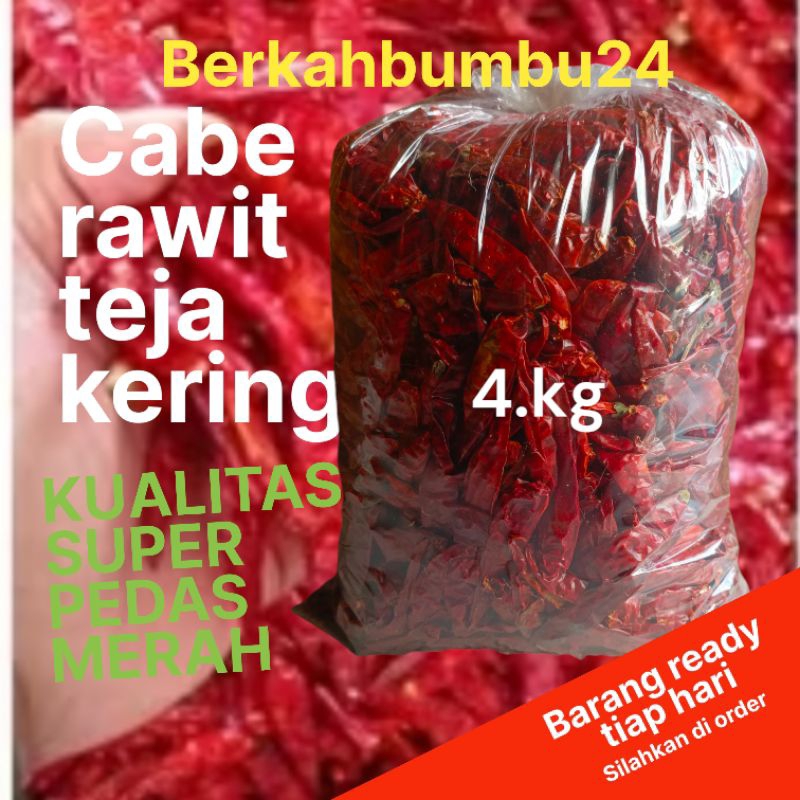 

kemasan ( 4.kg ) CABE RAWIT TEJA CAPLAK KERING KUALITAS SUPER PEDAS tanpa tangkai