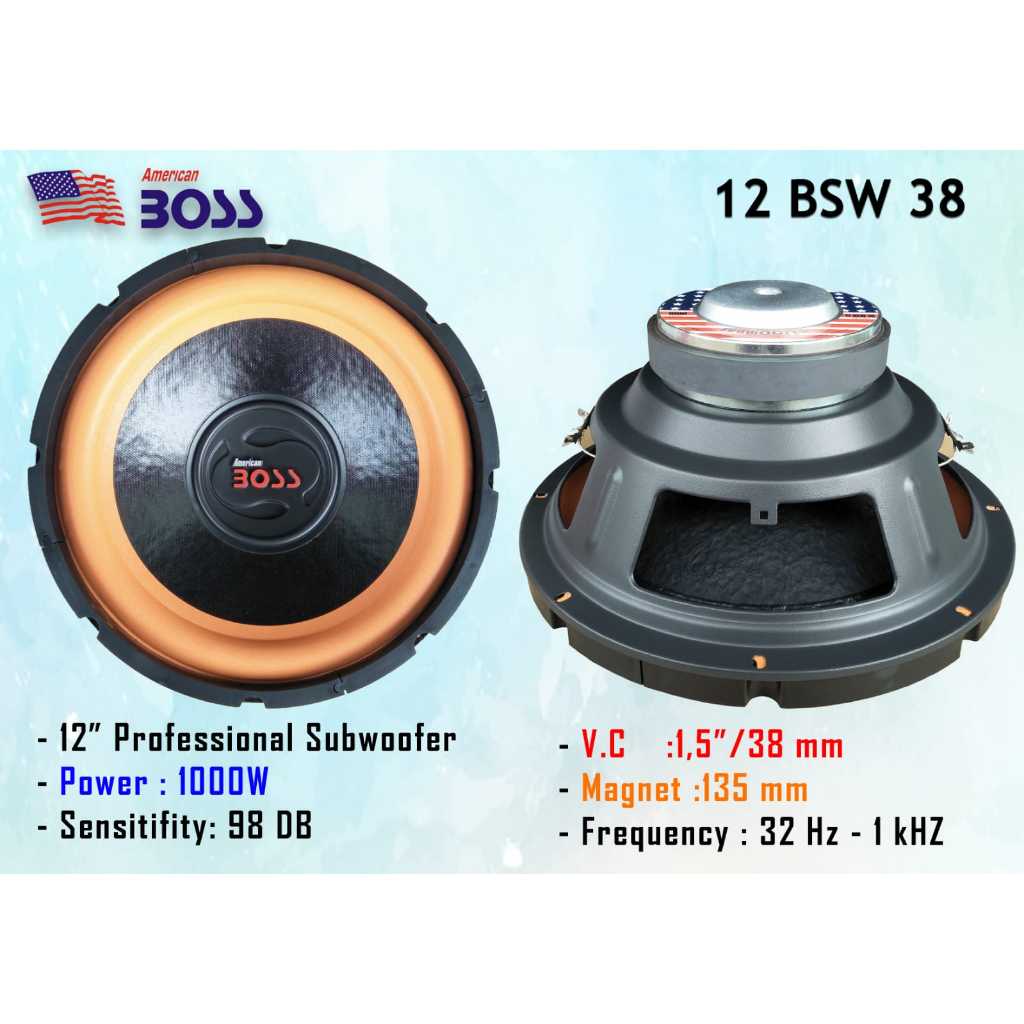 SPEAKER SUBWOOFER AMERICAN BOSS 12 BSW 38 12 INCH 12BSW38 12 BSW38