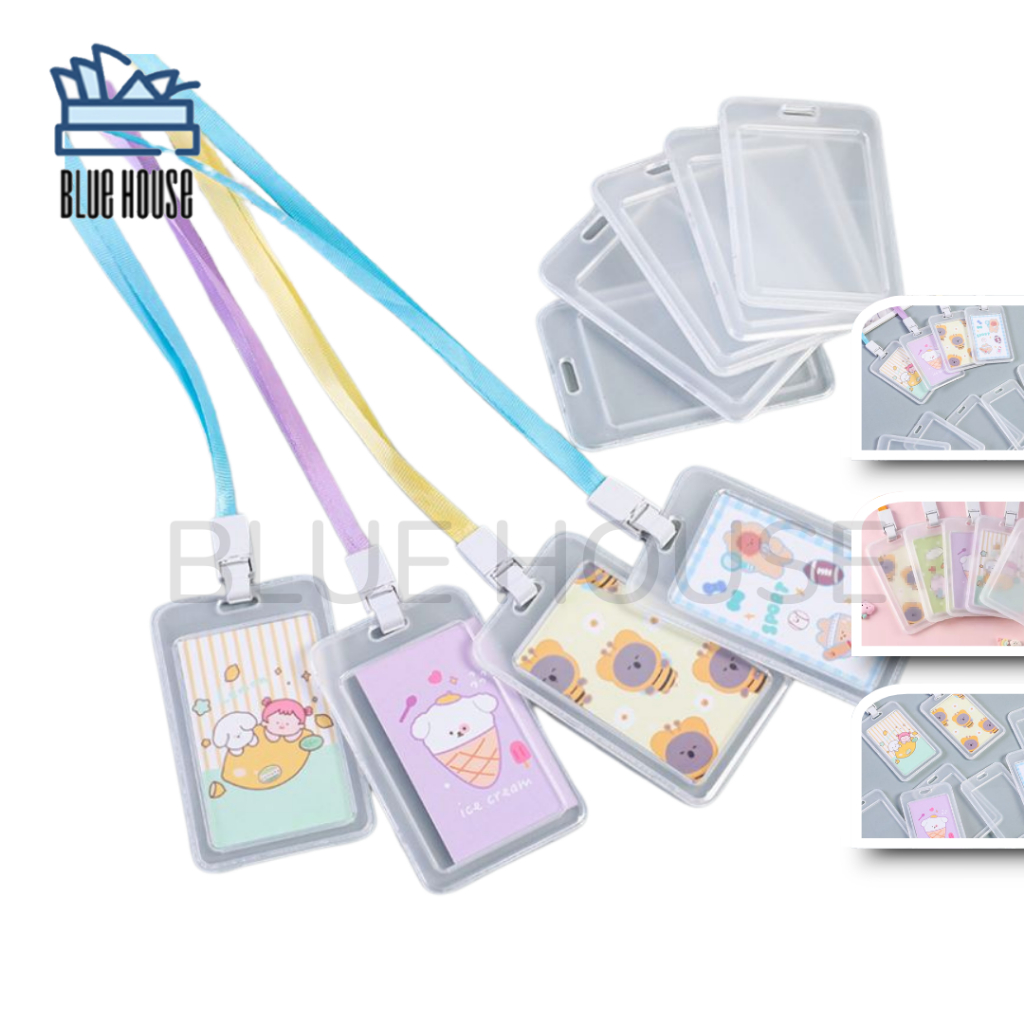 

Gantungan ID Card Holder Tempat Kartu Nama Indentitas Set Dengan Tali Warna Random