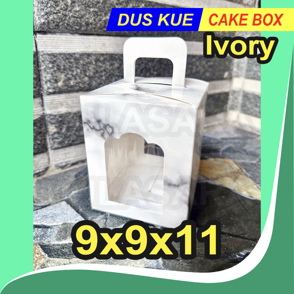 

dus 9x9x11 ivory marble / dus cupcake / box souvenir / dus mini cake