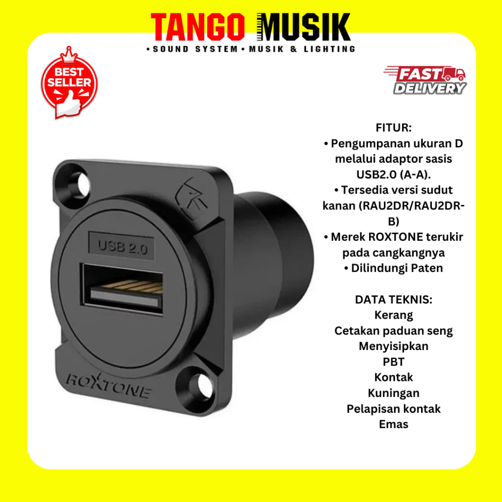 SOKET USB 2.0 ROXTONE RAU2D-B ORIGINAL (HARGA 1 PCS) SOCKET CASIS USB Socket Soket USB 2.0 Female Co