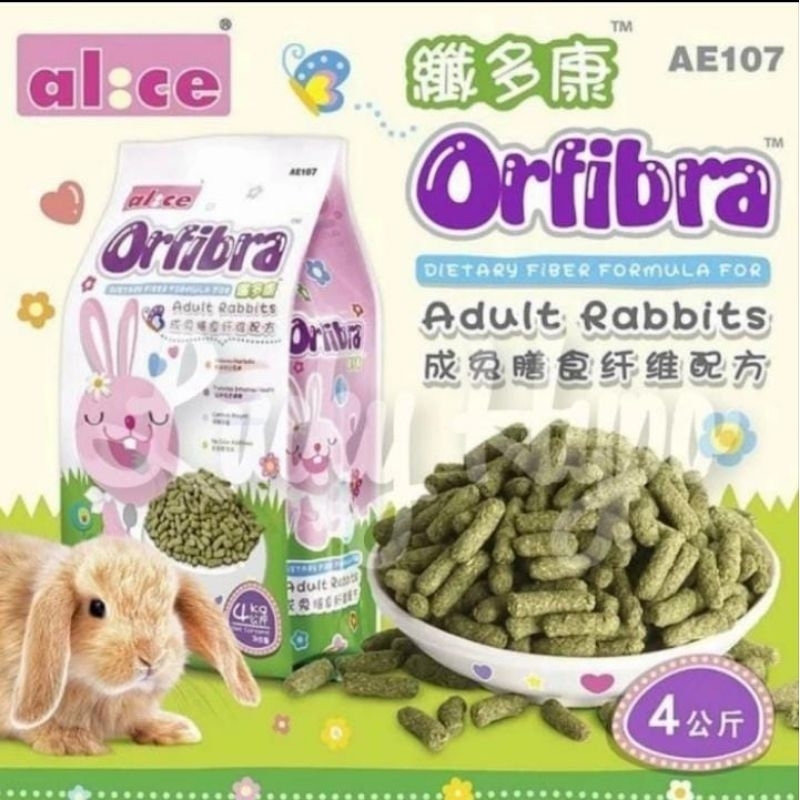 AE107 Alice Orfibra Adult Rabbit food 4kg New Makanan Kelinci Dewasa