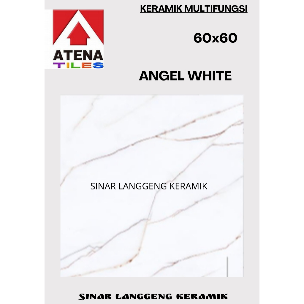 GRANIT ATENA ANGEL WHITE 60X60 GLOSSY GRANIT LANTAI RUANG TAMU, TERAS, KAMAR. KAMAR MANDI, DAPUR DLL