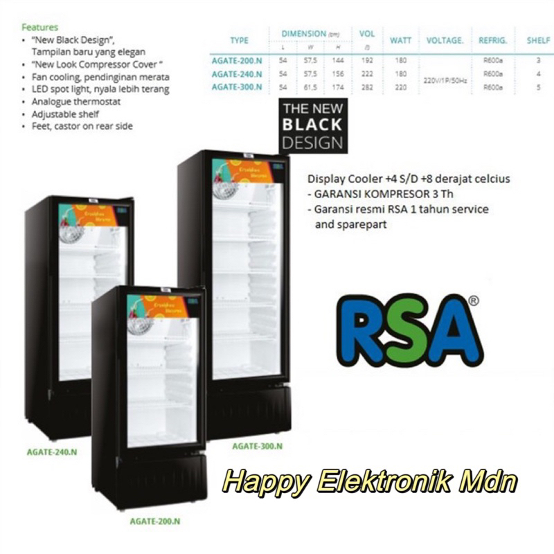 Showcase RSA 3 rak/ 4 rak / 5 rak RSA agate 240 / agate 200 / agate 300 RSA showcase cooler RSA 200 