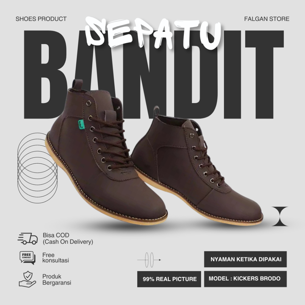 Sepatu Kerja Casual Kasual Formal Boots Bandit Kickers Pria 100% Original