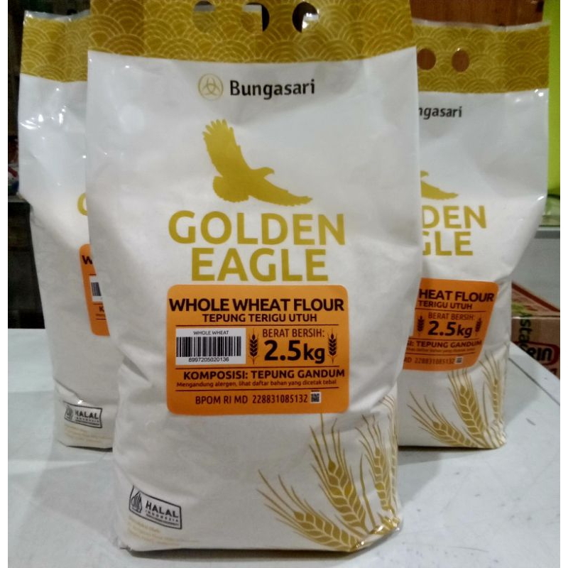 

TEPUNG WHOLE WHEAT ( GANDUM UTUH ) GOLDEN EAGLE 2,5 KG KEMASAN ASLI