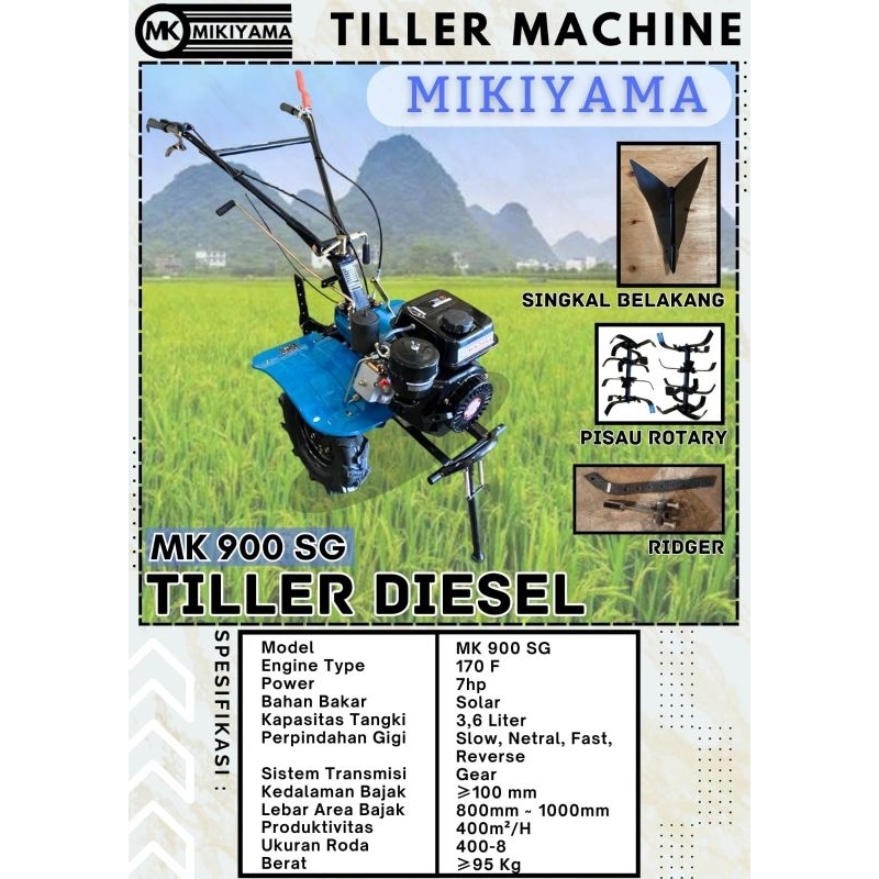 TRAKTOR MINI BAJAK SAWAH DIESEL SOLAR MK-900 SG MIKIYAMA TILLER DIESEL