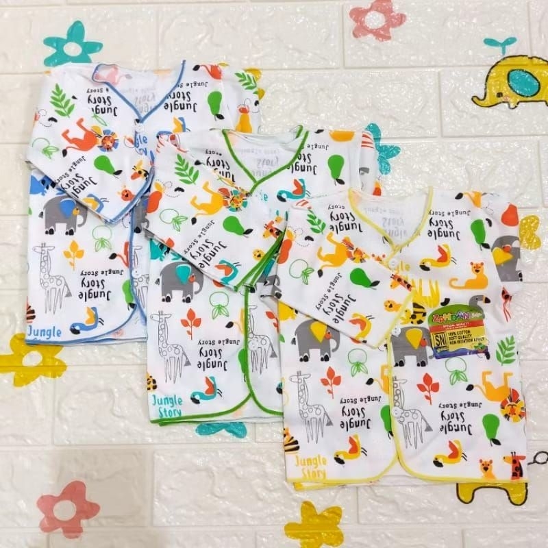 zahdan   6pcs baju bayi zahdan panjang full printing motif lucu 0-6 bulan atasan bayi