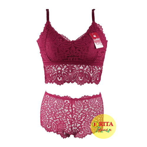 Scelta - Sexy Bra Set Celana Dalam Wanita Transparan Bralette Tanpa Kawat Renda Setelan Bh Sc 1797 S