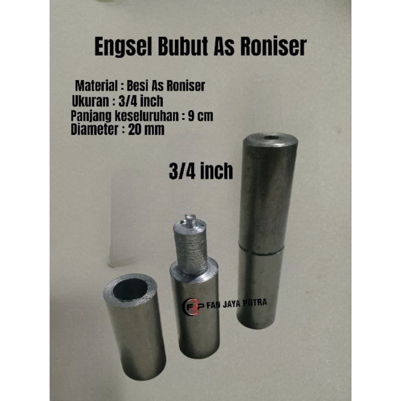 Engsel Bubut As Roniser ukuran 3/4 inch panjang 9cm | Engsel bubut pintu pagar besi