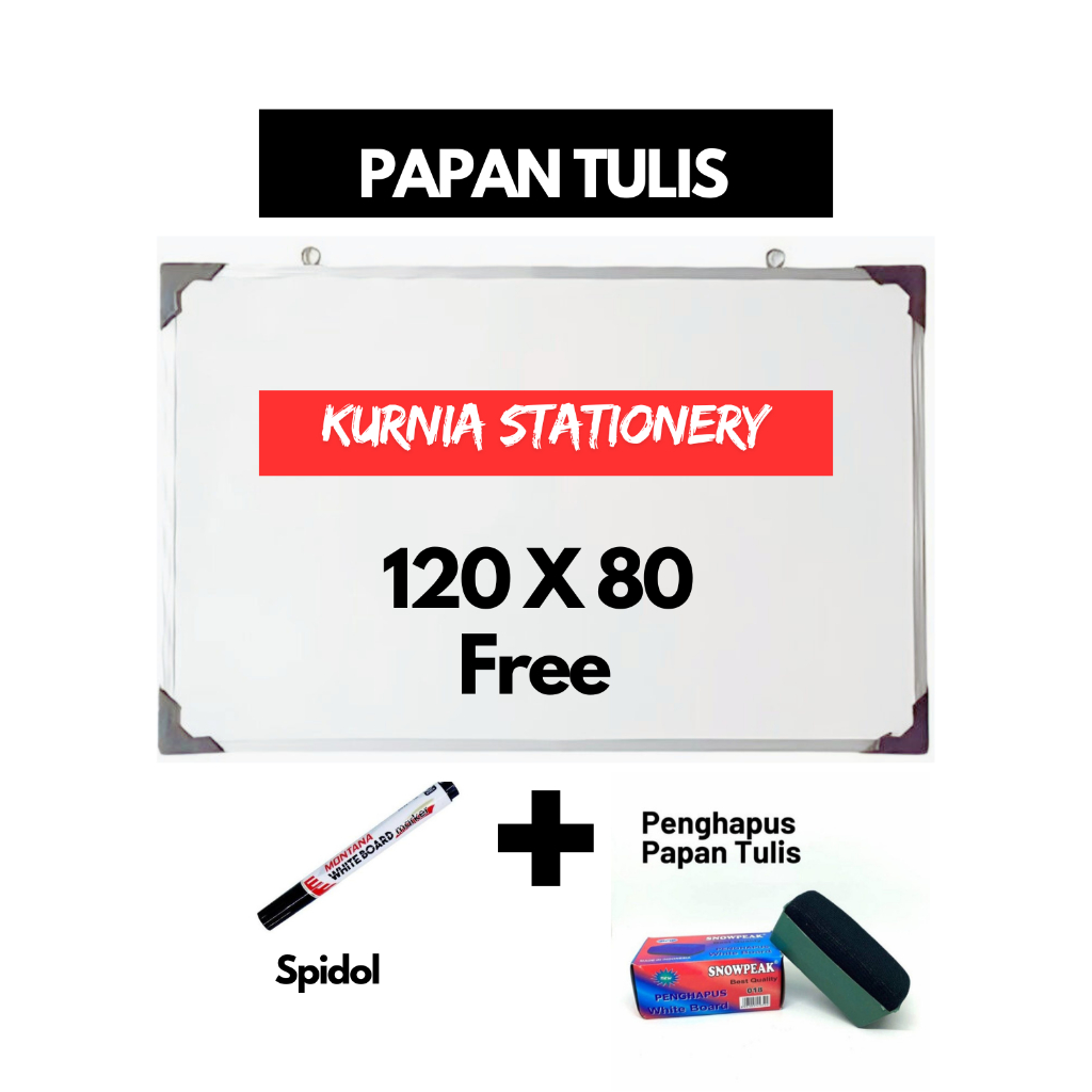 

Papan Tulis Whiteboard & Blackboard 120x80 (FREE SPIDOL & PENGHAPUS)