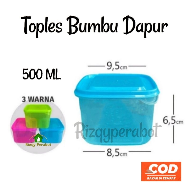 Toples Bumbu Kotak 500 ml Murah / Toples Serbaguna KMP Zayn 500 ml