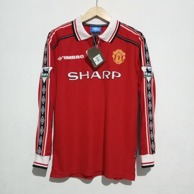 Jersey Manchester United Home 1998/2000 Long Sleeve Nameset Beckham Velvet Jersey Retro Manchester U