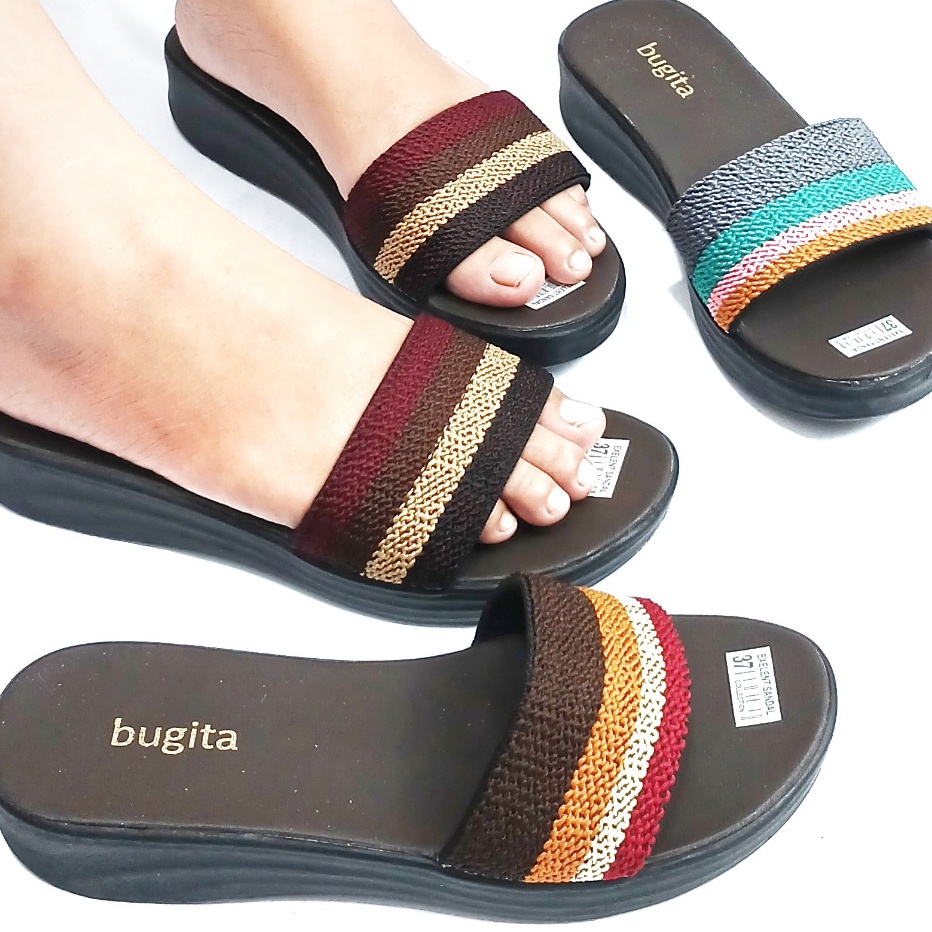 Super Sandal wanita wedges selop tinggi sedang