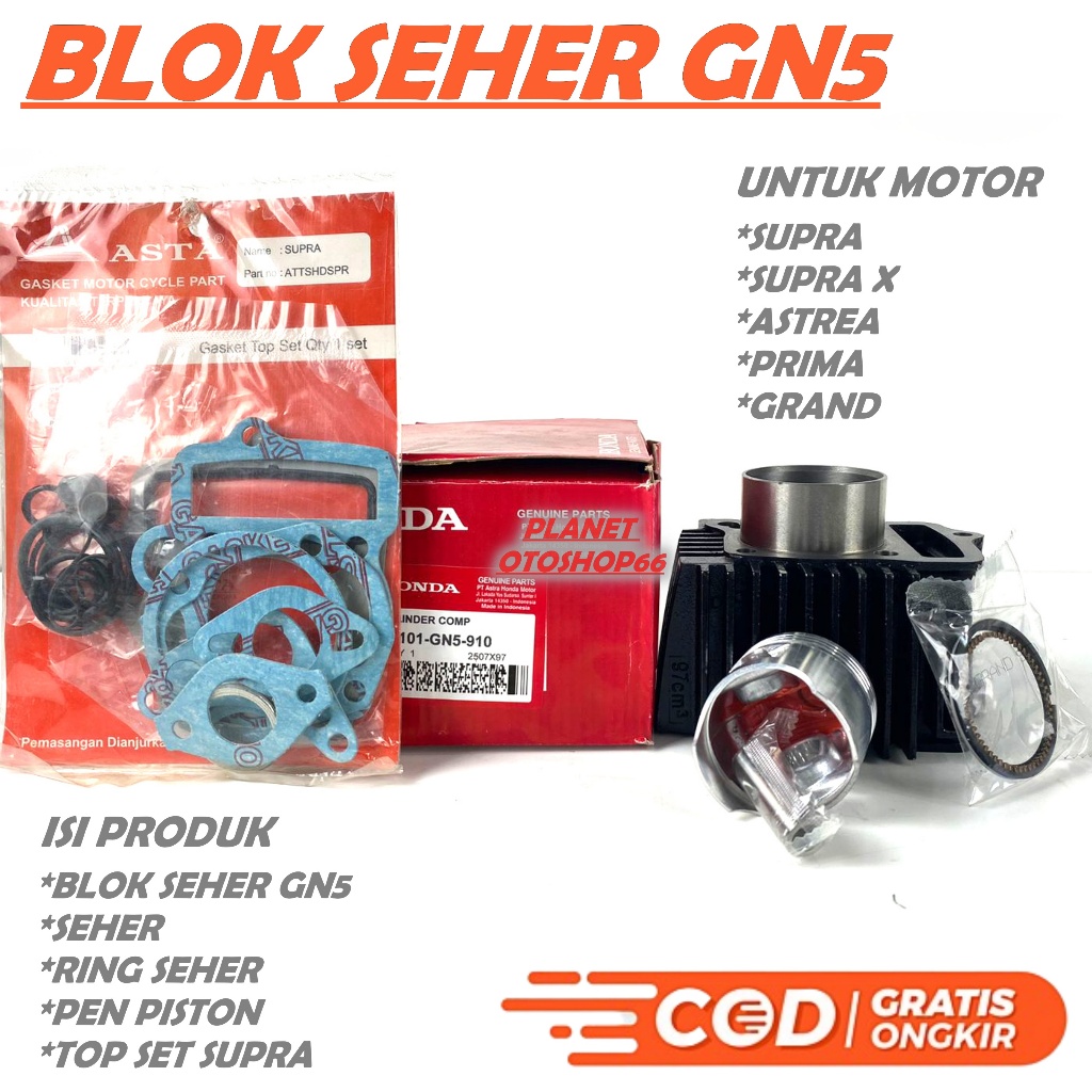 BLOK SEHER 1 SET GN5 SUPRA / SUPRA X / GRAND / PRIMA / ASTREA STAR CYLINDER BLOCK PISTON ASSY