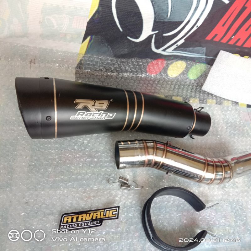 knalpot racing R9 h2 black doff +slipon CBR 250RR ninja 250 fi new ninja 250 fi old ninja 250 mono n