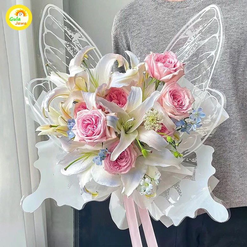 

10 Pasang Cellophane Kertas Buket Sayap Kupu Kupu Flower Wrapping Butterfly