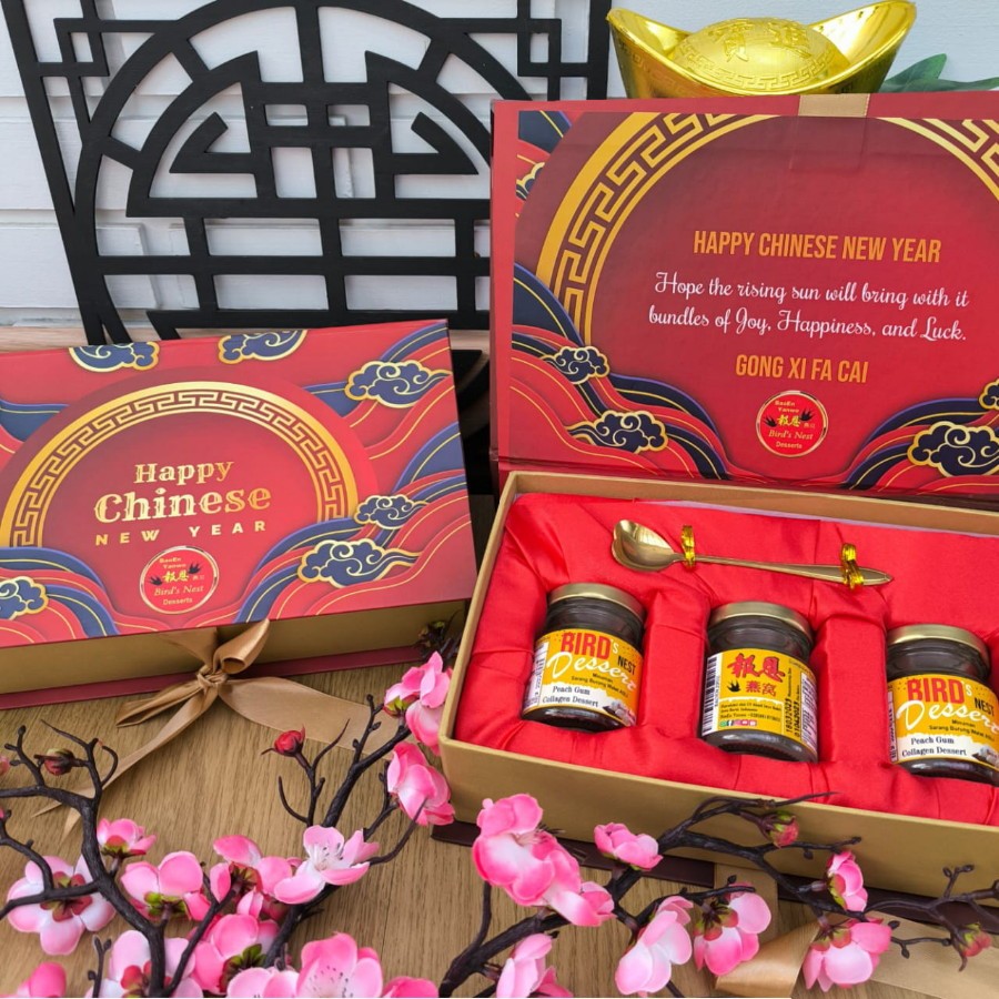

GIFT BOX Hampers IMLEK CNY - Hampers Sarang Burung Walet - Minuman Collagen Concentrate Birds Nest