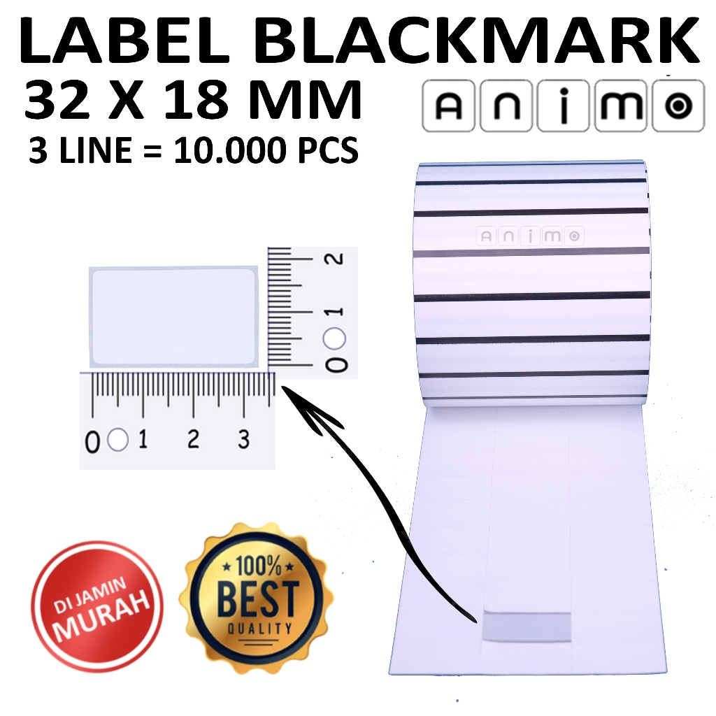 

LABEL BLACK MARK 32 X 18 MM isi 10.000 pcs - Stiker Black Mark - Semicoated Black Mark isi 10000 pcs