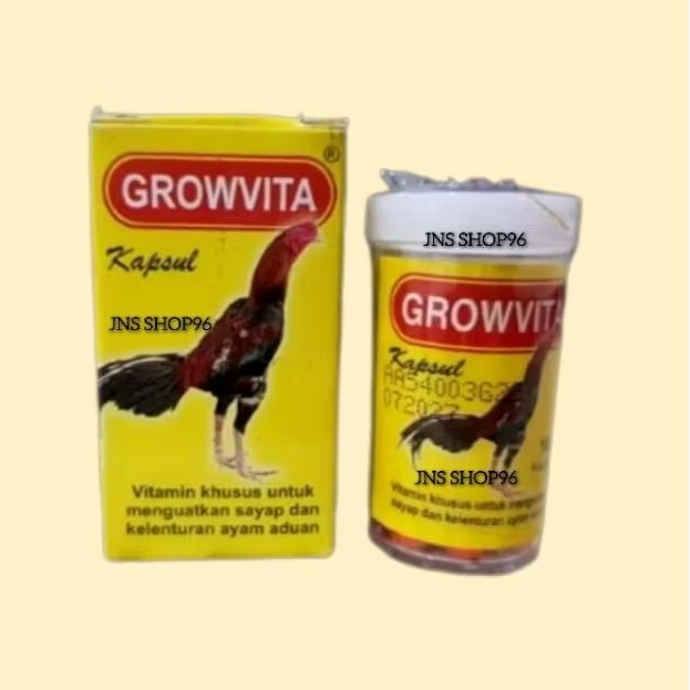 GROWVITA EKA FARMA 10 KAPSUL VITAMIN MENGUATKAN SAYAP KELENTURAN & MEMPERCEPAT PERTUMBUHAN BULU AYAM