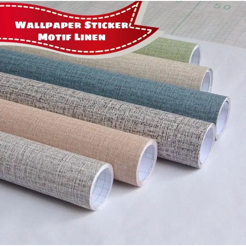 WALLPAPER STICKER MOTIF LINEN PEKANBARU | WALLPAPER PEKANBARU POLOS