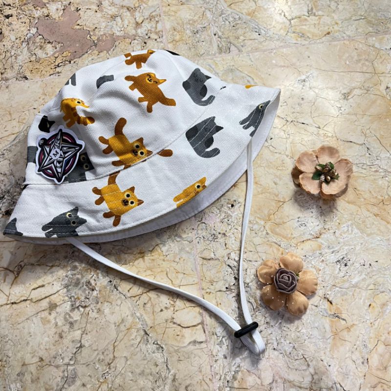 QL Topi bucket anak tali / Topi anak cowok cewek topi korea topi kanvas motif