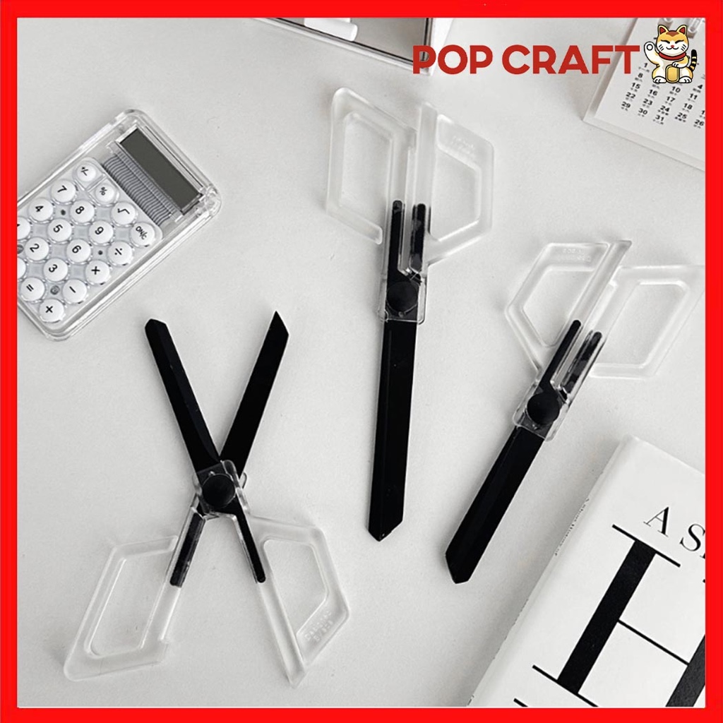 

PC Gunting Aklirik Aesthetic Transparan Hitam Untuk Memotong Kertas Scissor Gunting Stainless AT15