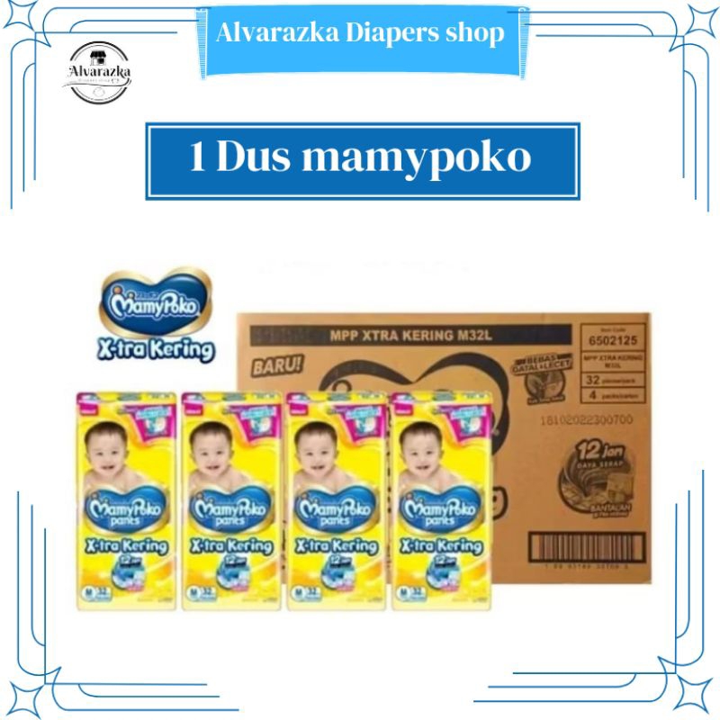 [1 Dus] Karton - 4 packs MAMYPOKO PANTS X-TRA KERING [NB44/S38 / M32/ L28/ XL26] Popok bayi| Popok p