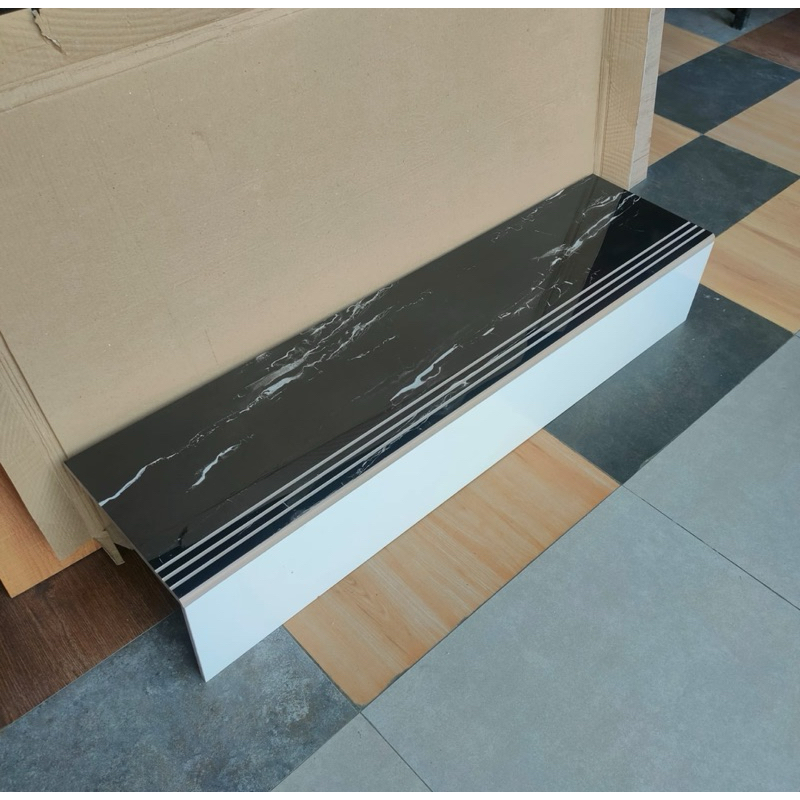 granit keramik tangga motif marmer hitam putih 30x90 30x100 kombinasi warna Custom ukuran list plint