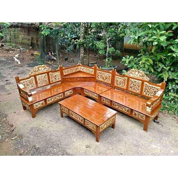 Kursi Tamu Kursi Sudut L Klasik Ukiran dari Jepara Full Kayu Jati