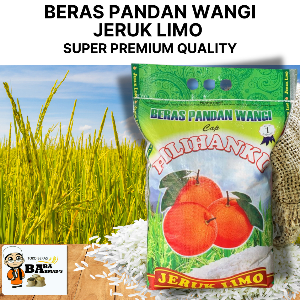 

BERAS PANDAN WANGI JERUK LIMO SUPER PREMIUM - 5KG/10KG/15KG/20KG/25KG