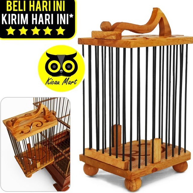 Dijamin Baru  Kandang Untulan Konin Pleci Lb Kayu Jati Ukiran Full Plitur Sangkar Mini Burung Kecil 