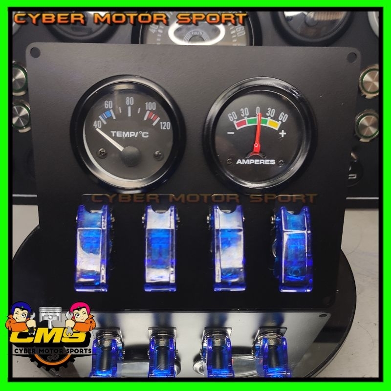 Indikator mobil Temperature plus amper meter universal saklar ARB rocker analog gauge dashboard pent