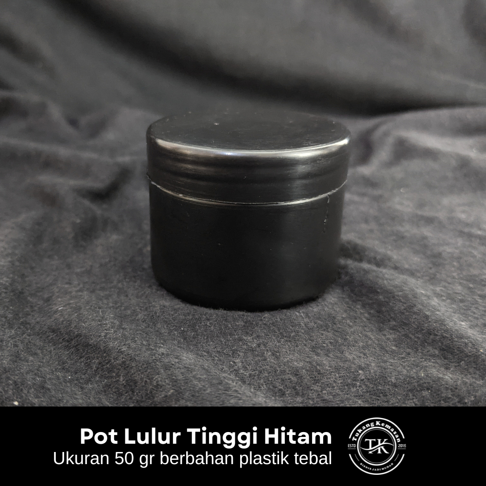 Pot lulur tinggi hitam ukuran 50 gram